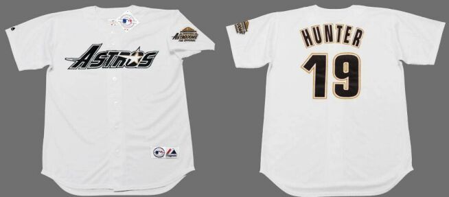 Houston Astros #19 Brian Hunter 1994 White Throwback Baseball Jersey