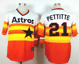 Houston Astros #21 Andy Pettitte Rainbow Pullover Throwback Baseball Jersey