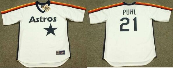 Houston Astros #21 Terry Puhl White 1984 Pullover Throwback Baseball Jersey