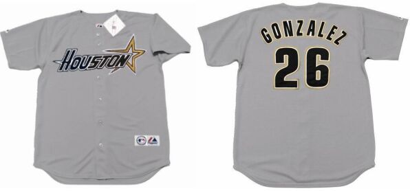 Houston Astros #26 Luis Gonzalez Gray 1997 Throwback Baseball Jersey