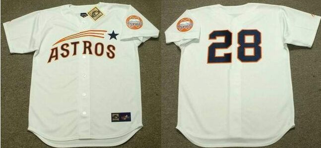 Houston Astros #28 Cesar Cedeno 1960's Home Majestic Throwback Baseball Jersey