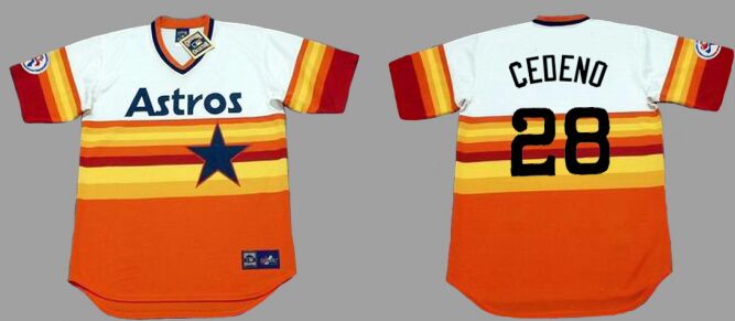 Houston Astros #28 Cesar Cedeno Rainbow Pullover Throwback Baseball Jersey