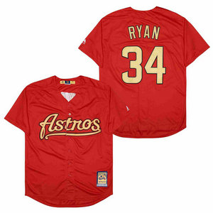 Houston Astros #34 Nolan Ryan Red Game Throwback Stitched MLB Jersey