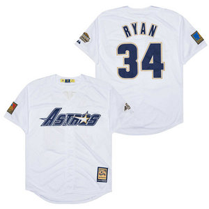 Houston Astros #34 Nolan Ryan White Game Throwback Stitched MLB Jersey