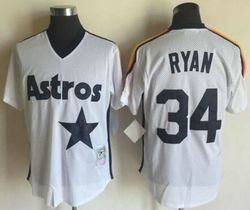 Houston Astros #34 Nolan Ryan White Pullover Cooperstown Throwback Authentic MLB Jersey 1