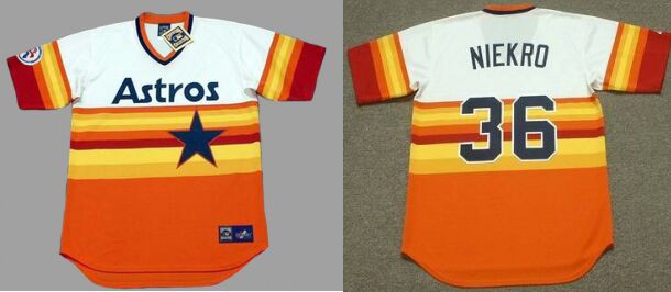 Houston Astros #36 Joe Niekro Pullover Rainbow Throwback Baseball Jersey