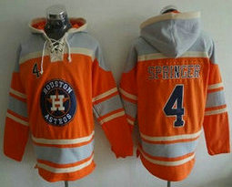 Houston Astros #4 George Springer Orange Authentic Stitched MLB Hoodie