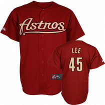 Houston Astros #45 Carlos Lee Red Throwback Authentic Stitched MLB Jersey