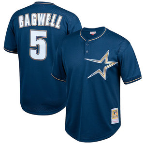 Houston Astros #5 Jeff Bagwell Mitchell & Ness Navy Cooperstown Collection Big & Tall Mesh Batting Practice Jersey.webp