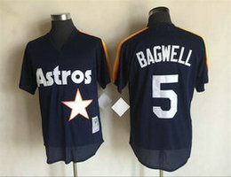 Houston Astros #5 Jeff Bagwell Navy Blue BP Pullover Throwback Authentic Stitched MLB Jersey 1