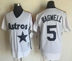 Houston Astros #5 Jeff Bagwell White Pullover Cooperstown Throwback Authentic Stitched MLB Jersey 1