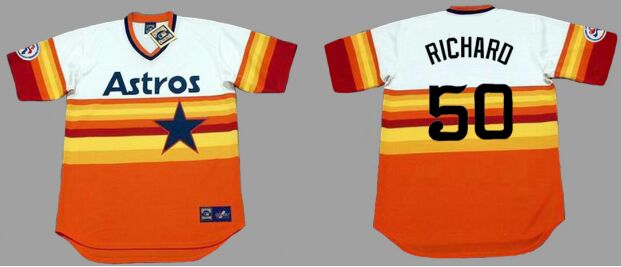 Houston Astros #50 J.R.Richard Pullover Rainbow Throwback Baseball Jersey