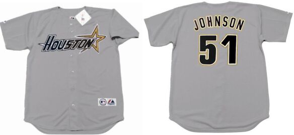 Houston Astros #51 Randy Johnson Gray 1998 Throwback Baseball Jersey