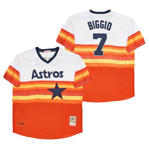 Houston Astros #7 Craig Biggio Rainbow Pullover Throwback Baseball Jersey