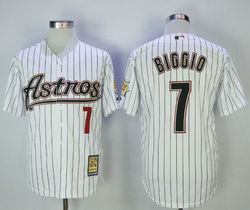 Houston Astros #7 Craig Biggio White stripe Turn Back The Clock Authentic Stitched MLB Jersey