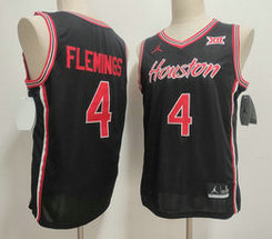 Houston Cougars #4 Kingston Flemings Black College Basketball Jersey