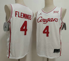 Houston Cougars #4 Kingston Flemings White College Basketball Jersey