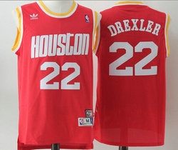 Houston Rockets #22 Clyde Drexler Red Game Throwback Authentic Stitched NBA Jersey