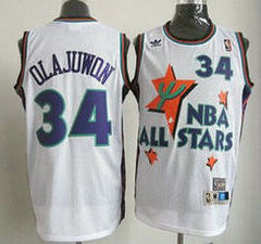 Houston Rockets #34 Hakeem Olajuwon Throwback White 1995 All Star Authentic Stitched NBA jersey