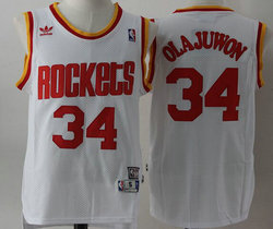 Houston Rockets #34 Hakeem Olajuwon White Game Throwback Authentic Stitched NBA jersey