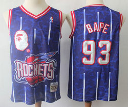Houston Rockets #93 Bape Blue 2002-03 Comfortable Monkey Authentic Stitched NBA Jersey