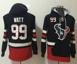 Houston Texans #99 J.J. Watt Navy Stitched Blue Red Name & Number Pullover NFL Hoodie