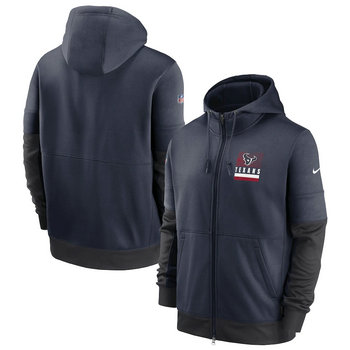 Houston Texans Nike Navy Sideline Impact Lockup Performance Full-Zip Hoodie
