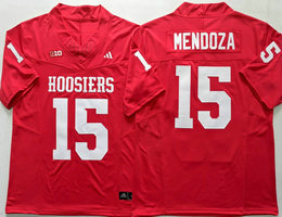 Indiana Hoosiers #15 Fernando Mendoza Red Hoosiers Front Authentic Stitched NCAA Jersey