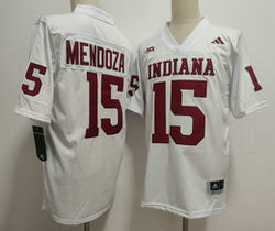 Indiana Hoosiers #15 Fernando Mendoza White Indiana Front Authentic Stitched NCAA Jersey