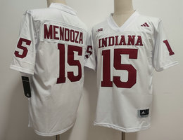 Indiana Hoosiers #15 Fernando Mendoza White Indiana front Authentic Stitched NCAA Jersey