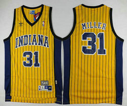 Indiana Pacers #31 Reggie Miller Yellow Blue stripes Throwback Basketball Jersey