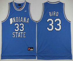 Indiana State Sycamores #33 Larry Bird Blue College Basketball stitched Jersey