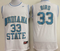 Indiana State Sycamores #33 Larry Bird White College Basketball stitched Jersey