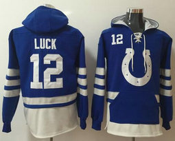 Indianapolis Colts #12 Andrew Luck Stitched Black Gold Name & Number Pullover NFL Hoodie