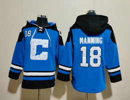 Indianapolis Colts #18 Peyton Manning blue Stitched Hooded Sweatshirt