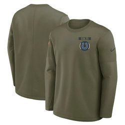 Indianapolis Colts Olive 2025 Salute To Service Sideline Coaches Therma-FIT Long Sleeve Shirt