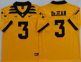 Iowa Hawkeyes #3 Cooper DeJean Yellow Authentic stitched Football jersey