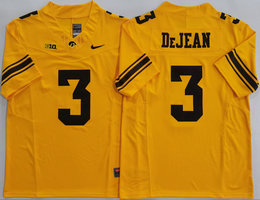 Iowa Hawkeyes #3 Cooper DeJean Yellow Authentic stitched Football jerseys