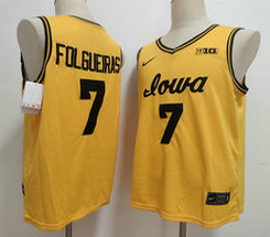 Iowa Hawkeyes #7 Alvaro Folgueiras Gold College Basketball Jerseys