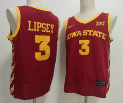 Iowa State Cyclones #3 Tamin Lipsey Red College Basketball Jersey