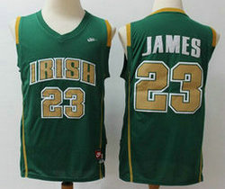 Irish High School #23 LeBron James Green Baskteball Jersey