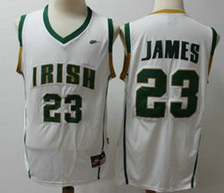 Irish High School #23 Lebron James White College Basketball stitched Jersey