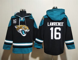 Jacksonville Jaguars #16 Trevor Lawrence Black All Stitched Hooded Sweatshirt