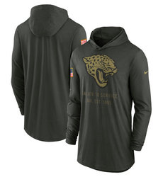 Jacksonville Jaguars Forest Green 2025 Salute To Service Sideline Dri-FIT Lightweight Pullover Hoodie