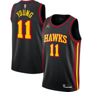 Jordan Atlanta Hawks #11 Trae Young Black Authentic Stitched NBA Jersey