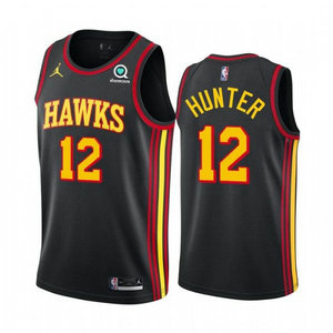 Jordan Atlanta Hawks #12 De'Andre Hunter Black 2020-21 City Authentic Stitched NBA Jersey