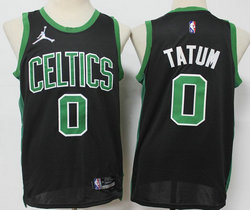 Jordan Boston Celtics #0 Jayson Tatum Black 75th anniversary Authentic Stitched NBA Jersey