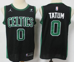 Jordan Boston Celtics #0 Jayson Tatum Black Advertising patch Game Authentic Stitched NBA Jersey