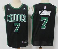 Jordan Boston Celtics #7 Jaylen Brown Black Advertising patch Game Authentic Stitched NBA Jersey