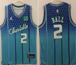 Jordan Charlotte Hornets #2 LaMelo Ball City 75th anniversary With Advertising Authentic Stitched NBA jersey